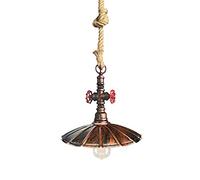 Industrial Creative Pendant Lights, Wrought Iron Old-fashioned Water Pipe Light Body, Frisbee-shaped Lampshade Hanging Lamps, Retro Simple Droplights for Farmhouse, Garage, Bar