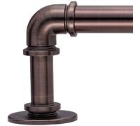 Industrial Curtain Rods for Windows 18 to 45 Inch, 1 Inch Blackout Wrap Around Curtain Rod, Adjustable Farmhouse Curtain Rods, Heavy Duty Pipe Curtain Rod for Living Room, Brushed Crimson Black