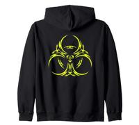 Industrial Cyber Goth Toxic Hazard Warning Symbol Zip Hoodie