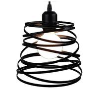 Industrial design pendant light in the shape of a spring cage, 20 cm, metal ceiling light, iron light, E27 base 40 W, black (without bulb)