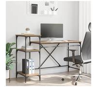 Industrial Desk Artisan Oak 135x50x90 cm Engineered Wood 3 Shelves Desk for Home