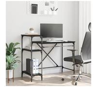 Industrial Desk Black Oak 105x50x90cm Engineered Wood 3-Shelf CPU Storage Sturdy