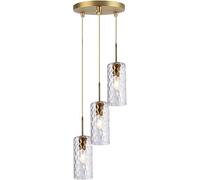 Industrial Dining Room Chandelier 3 Lights Hammered Glass Pendant Light, V-intage Hanging Lamp,Chandeliers