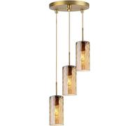 Industrial Dining Room Chandelier 3 Lights Hammered Glass Pendant Light, V-intage Hanging Lamp,Chandeliers