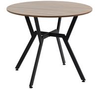 HOMCOM Small Kitchen Table With Black Steel Legs Dining Desk For Living Room, Brown
