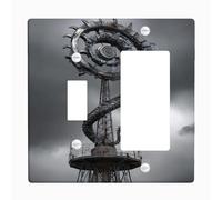 Industrial Dragon-Inspired Light Switch Cover Plate/Outlet Covers, Metallic Grey Steampunk Design for Home Decor, Thermoplastic Wall Plates, Standard Size Toggle Rocker
