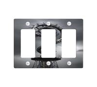 Industrial Dragon-Inspired Light Switch Cover Plate/Outlet Covers, Metallic Grey Steampunk Design for Home Decor, Thermoplastic Wall Plates, Standard Size 3 Gang Wall Plate
