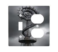 Industrial Dragon-Inspired Light Switch Cover Plate/Outlet Covers, Metallic Grey Steampunk Design for Home Decor, Thermoplastic Wall Plates, Standard Size Toggle Duplex