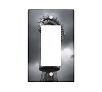 Industrial Dragon-Inspired Light Switch Cover Plate/Outlet Covers, Metallic Grey Steampunk Design for Home Decor, Thermoplastic Wall Plates, Standard Size Single Rocker