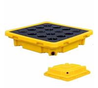 Industrial Drum Spill Containment Pallet with Drain Pockets & Forklift Access Stackable Modular Solution for Leak Prevention and Spill Management