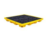 Industrial Drum Spill Prevention Pallet for Forklifts, Heavy-Duty Leak-Proof Plastic Platform Ensures Environmental Safety and Hazardous Materials Protection