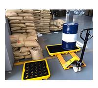 Industrial Drum Spill Tray 40L Leak Proof Spill Containment Pallet with Drain Modular Polyethylene Oil Tank Spill Platform for Garage & Basement (120x60x17 CM)