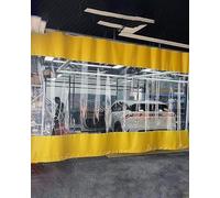 Industrial Dustproof Clear Garage Divider Curtain, Vinyl Workshop Privacy Partition with Track, 9.6x12ft for Balcony, Greenhouse, Patio - Yellow Separator Wall