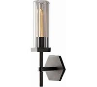 Industrial E14/E12 Base Wall Sconce Lighting Black Vanity Light Fixture Clear Glass Tube Lamp Hexagon Modern Farmhouse Lights for Bathroom Bedroom Living Room Hallway Rustic Decor 110V