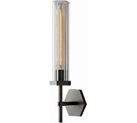 Industrial E14/E12 Base Wall Sconce Lighting Black Vanity Light Fixture Clear Glass Tube Lamp Hexagon Modern Farmhouse Lights for Bathroom Bedroom Living Room Hallway Rustic Decor 110V
