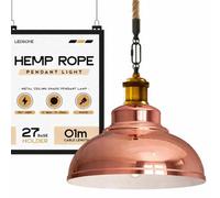 Industrial E27 Hemp Rope Pendant Lights With 29Cm Curvy Shade Attic Personality Indoor Lighting