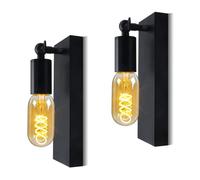 Industrial E27 Wall Lamp 2 Pack Vintage Sconce Lights Matte Black Metal Rotatable Spotlights Mid Century Wall Sconce Fitting Fixture for Kitchen, Living Room