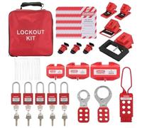 Industrial Electrical Lockout Tagout Kit With Non Conductive Padlocks And Circuit Breaker Locks For Osha Compliance Safety Red