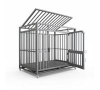 Industrial Enclosure Rectangular Dog Kennel with Solid Steel Frame and Secure Latch Door Features Caster Wheels and, color to 2, color to 2, 125 95 110cm