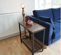 Industrial End Table Vintage Retro Sofa Side Stand Rustic Wooden Metal Frame UK