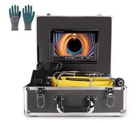 Industrial Endoscope with 1080P HD Camera and 6 LED Lights for Pipe and Sewer Inspection, 7" Screen, 15M Cable