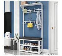 Industrial Entryway Bench with Storage Shelves, Mudroom Hall Tree Coat Rack, 4-in-1 nizer, Shoe Rack, Cushioned Seat, Hooks for Coats & Hats, Stylish Home Furniture