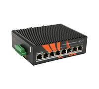 Industrial Ethernet Switches 8 Port, Unmanaged DIN Rail Network Switch, 12 to 58V DC Input, Wide Temperature Range - 40 to 75°C, for Industrial Automation and Harsh Environments