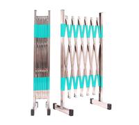 Industrial Expandable Barricade, Portable Folding Safety Barrier Gate with Mobile Casters, Retractable Traffic Fence for Outdoor Road Control，Silver a 4.9x8.2ft/1.5x2.5m