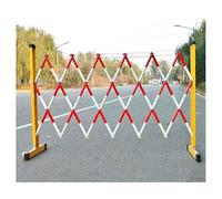 Industrial Expandable Barrier Gate - Folding Traffic Safety Fence with Mobile Casters Retractable Roadblock for Outdoor Driveway & School Use Red & White 1.2x2.5m