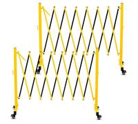 Industrial Expandable Metal Barricade, Yellow and Black Mobile Safety Barrier Gate, Retractable Traffic Fence with Casters, Folding Expandable Barricade for Road Construction, Garage (2, 11ft)