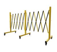 Industrial Expandable Metal Barricade, Yellow and Black Mobile Safety Barrier Gate, Retractable Traffic Fence with Casters, Folding Expandable Barricade for Road Construction, Garage (1, 17ft)
