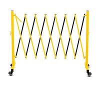 Industrial Expandable Metal Barricade, Yellow and Black Mobile Safety Barrier Gate, Retractable Traffic Fence with Casters, Folding Expandable Barricade for Road Construction, Garage (2, 11ft)