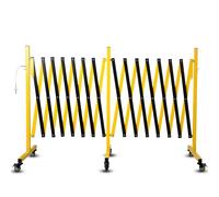 Industrial Expandable Metal Barricade, Yellow and Black Mobile Safety Barrier Gate, Retractable Traffic Fence with Casters, Folding Expandable Barricade for Road Construction, Garage (2, 23ft)