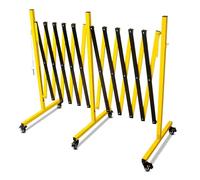 Industrial Expandable Metal Barricade, Yellow and Black Mobile Safety Barrier Gate, Retractable Traffic Fence with Casters, Folding Expandable Barricade for Road Construction, Garage (2, 17ft)