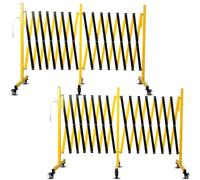 Industrial Expandable Metal Barricade, Yellow and Black Mobile Safety Barrier Gate, Retractable Traffic Fence with Casters, Folding Expandable Barricade for Road Construction, Garage (2, 17ft)