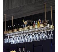 Industrial Floating Glass Shelf - Rustic Metal Ceiling Bottle Holder for Home Restaurant & Bar - Stylish Storage Solution for Wine & Spirits
