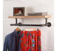 Industrial Floating Wall Shelves with Towel Clothes Pipe Rail