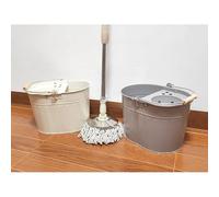 Industrial Galvanized Steel Metal Mop Bucket 13L litres Large Galvanised Reinforced Heavy Duty Thick Metal Steel Mop Bucket for Home Office General Cleaning (3 colours) (Grey)
