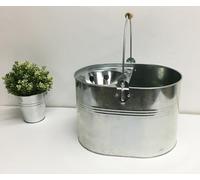 Industrial Galvanized Steel Metal Mop Bucket Large Galvanised Reinforced Heavy Duty Thick Metal Steel Mop Bucket for Home Office General Cleaning 13L litres (Silver)