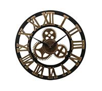 Industrial Gear Wall Clock Decorative Retro Silent Mechanical Clock Industrial Age Style Room Wall Art Home Decoration,Golden,50cm (20in)