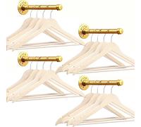 Industrial Gold Pipe Shelf Brackets, 10 Inch Pipe Clothing Rack, 4 Pcs Heavy Duty Industrial Pipe Clothes Hanging Rod, Wall Mounted Garment Holder for Bedroom, Bathroom, Boutique, Clothing Store