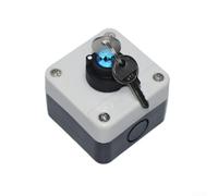 Industrial Grade 10A Rotary Key Switch Waterproof Dustproof 22mm Mounting Two-Position Red Control Knob for Machines(A)