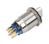 Industrial Grade 19mm Rotary Push Button Switch 3 Positions 2NO2NC Contacts LED Indicator Self Locking Latching 12 24V Voltag Yellow)