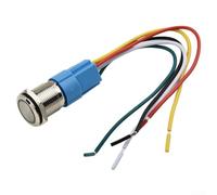 Industrial Grade 22mm Push Button Switch with Self Locking and LED Ring Light 110 220V Voltage Stainless Steel IP66 IK09 Weatherproof Protection (blue)