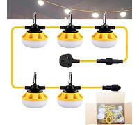 【Industrial Grade】50FT/15M Construction String Lights LED String Work Lights with Climbing Hook,50W Mains Powered Outdoor Security Lights for Garden, Backyard, Garages ,Construction Sites, Renovation
