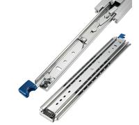 Industrial Grade Heavy Duty Drawer Slide with Lock 1 Pair of Fully Drawn Slide Rails Three Fold Ball Bearing Tool Box Runners Width 76mm Side Mount Tracks Glides(Blue,600mm)