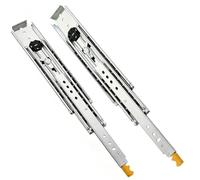 Industrial Grade Heavy Duty Drawer Slide with Lock 1 Pair of Fully Drawn Slide Rails Three Fold Ball Bearing Tool Box Runners Width 76mm Side Mount Tracks Glides(Yellow,1100mm)