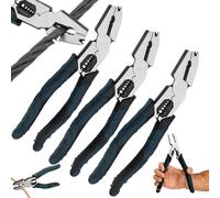 Industrial-Grade Multi-Function Cutting Pliers, 9-in-1 Nail Puller Tool, Wire Cutter Stripper Crimper, Heavy-Duty Cr-V Steel, Compound Leverage Action, Professional Industrial & DIY Tool(3PCS)