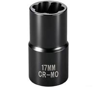 Industrial Grade Reverse Thread Nut Extractor Socket For Rusted Bolts 17mm Black Heavy Duty Cr-mo Steel Tool With Deep Groove Texture And Strong Torque Transfer Capability For Mechanics(17mm)
