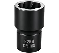 Industrial Grade Reverse Thread Nut Extractor Socket For Rusted Bolts 17mm Black Heavy Duty Cr-mo Steel Tool With Deep Groove Texture And Strong Torque Transfer Capability For Mechanics(22mm)